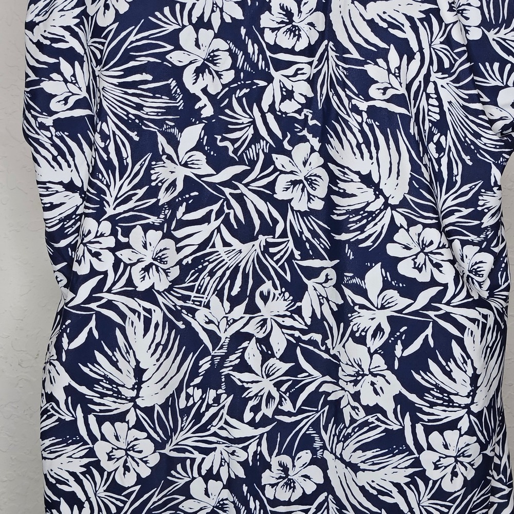 Shore Shapes Navy White Tropical Floral Swimdress One Piece Swimsuit 14 - Picture 2 of 8